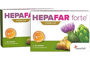 Hepafar Forte - Cardo mariano - Formula disintossicazione fegato - Brevetto innovativo con complesso di Carciofo e Tarassaco - aggiunta di Vitamina E, Fosfolipidi - 60 capsule di Sensilab