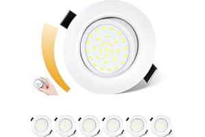 Dexnump Spot LED Encastrable Dimmable, Spots de Plafond 230V, 5W 600LM Spot Encastré Equivalente de 50W, Spot LED Ultra Plat de 25mm, IP44 pour Salle de Bain Cuisine Salon, Lot de 6 (Blanc, 6000K)