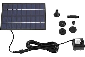 ZERODIS Pompe à Eau Solaire Fontaine Étang 4 Buses Différentes Panneau Solaire Intégré Kit Pompe Submersible pour Jardin Réservoir de Poissons Débit 200L/h Automatique Sans Bruit Fonctionnement Continu