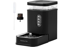 Gardner Pet 6.5L Automatic Dog Water Dispenser with Stainless Steel Bowl, Large Capacity Gravity Cat Water Dispenser with Filter, BPA-Free Automatic Dog Water Bowls, Stable and Spill-Resistant, Black