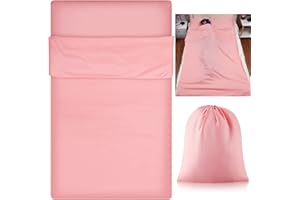 Irenare Self Tan Sleep Sack Self Tanning Bed Sheet Protector Travel Camping Sheet Sleep Sack Adult Lightweight Sleeping Bag Liner Self Tanner Sleep Sack (Pink)
