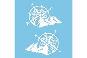 Autodomy Confezione Adesivi Bussola Mondo Rosa dei Venti Trail Off Road Sport 4x4 2 pezzi per Auto o Moto (Bianco, 39 x 27 Cm)