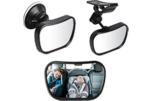 RAPIDBOK Miroir Voiture Bébé 360° - Accessoire Enfant, Retroviseur Interieur, Essentiel Naissance - Noir