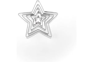 BekkiB 7767 - Set di 5 tagliapasta a forma di stelle, in acciaio INOX