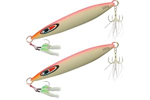 Señuelos de Pesca de Mar de Hundimiento Profundo, WASAGA 80g/100g/120g/150g/200g/250g/300g Cebo Giratorio para Peces Peces Cinta y Atún Salmón Mero Bacalao & Señuelo de Jigging