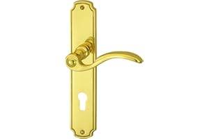 Alpertec 32410273 Rebeca-LS Messing poliert PZ Drückergarnitur Türdrücker Türbeschläge Neu, für Wohnungseingangstüren beidseitig Drücker