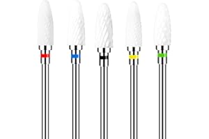 Sibba Zestaw 5 ceramicznych wierteł do paznokci, profesjonalne wiertła z węglika w kształcie kukurydzy, twardy żel, akryl, narzędzie obrotowe, do manicure, pedicure, żel do skórek, polerowanie