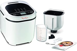 Moulinex OW2101 Pain Doré Macchina del Pane, 720 W, 1 kg, 12 Programmi Automatici, 3 Livelli di Peso e Doratura, Schermo LCD, Macchina per Pane, Pizza, Pasta, Dolci, Marmellate, Ricettario Incluso