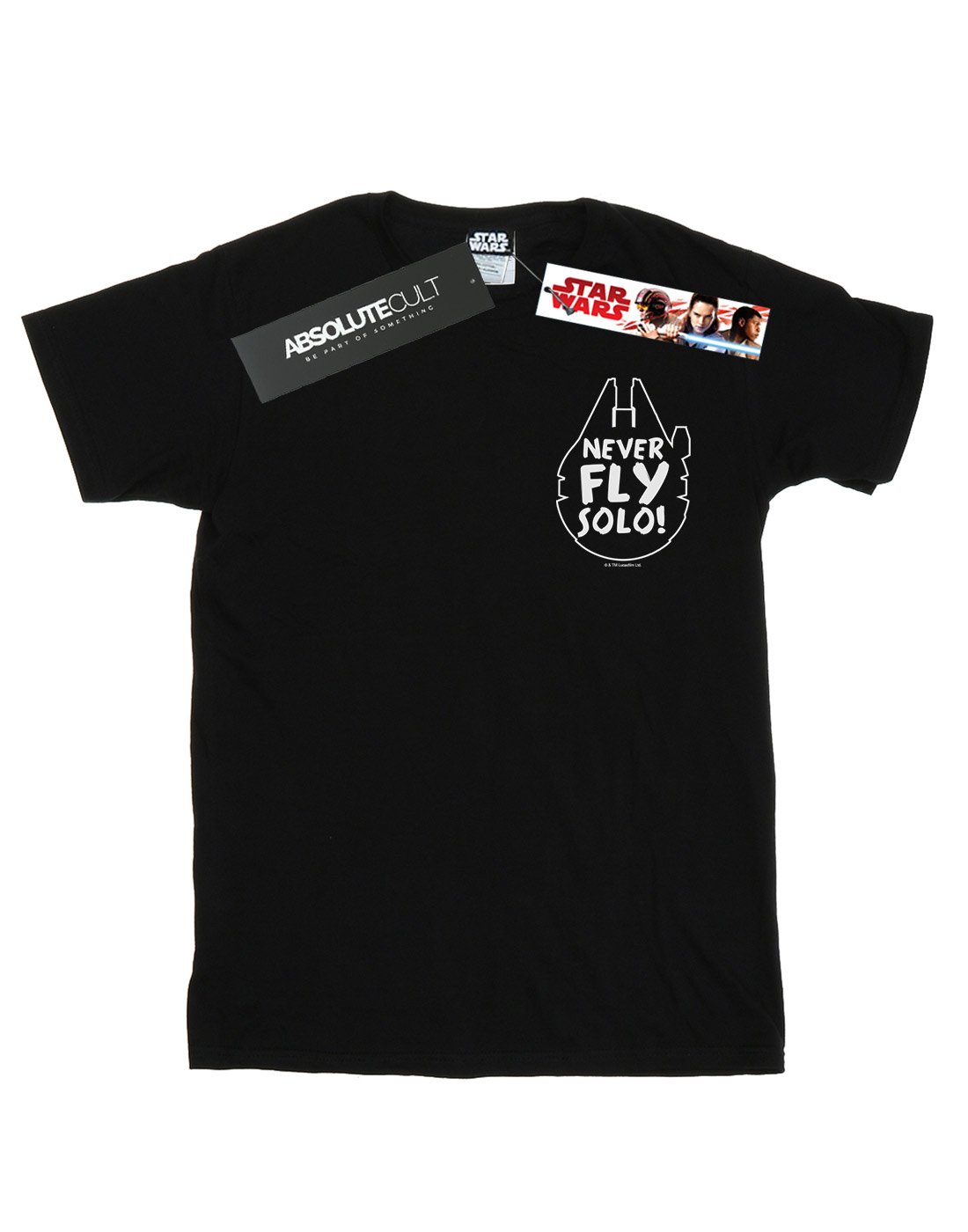 Star-Wars-Damen-Never-Fly-Solo-Boyfriend-Fit-T-Shirt-Schwarz-Small