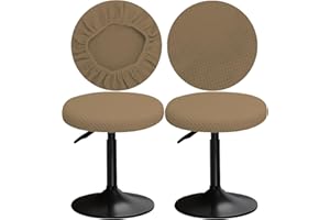 YINGAYOU Funda Taburete Redondo 30-40cm Funda Banqueta Redonda con Cuadrados de Felpa, Elásticos, Suaves y Cómodos, Son de Colores Vivos Que no se Desvanecen (2, Caqui)