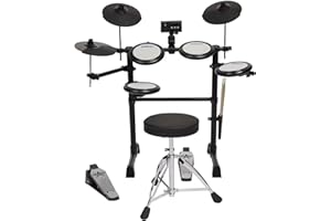 Woodbrass DDX10-MESH Batteria Elettrica - Kit completo ideale per principianti bambini e adulti, pronto all'uso, accessori inclusi - Pads in pelle a rete realistica, naturale, silenziosa