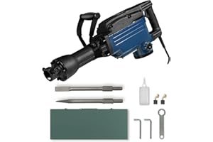 EBERTH Martello demolitore scalpello elettrico 1600W (230V, 1800 colpi/min, 36-42 joule, mandrino esagonale SDS HEX 30mm, impugnatura robusta, scalpello piatto, scalpello a punta, custodia inclusa)