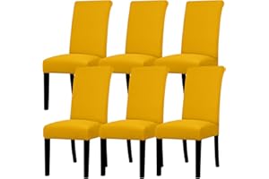 Lellen Dining Chair Covers Set of 6, Stretch Chair Covers Dining Chair Slipcovers Removable Washable Reusable Home & Kitchen Decor Protector Dining Room Chair Covers,Golden