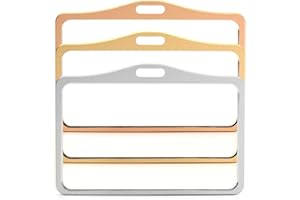 LANYARDS TOMORROW.CO.UK 1 x złote aluminiowe metalowe etui na identyfikatory od LanyardsTomorrow poziomy krajobraz otwarty podwójny ochraniacz na dowód osobisty mieści dwie karty 86 mm 54 mm cr80 rozmiar karty kredytowej