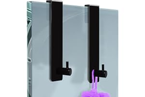 SHIQUAN Haczyki na ścianę prysznicową, 2 sztuki, haczyki do kabiny prysznicowej, haczyki na drzwi prysznicowe, haczyki na ręczniki, bez wiercenia, uchwyt do ściągacza prysznicowego, ręczniki do grubości szkła