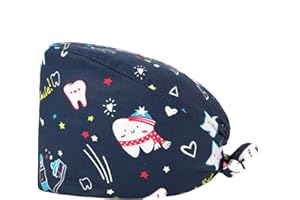 HARPILY 233 Harpily Berretto Chirurgico in Cotone Berretto Infermiera con Fascia Regolabile Cappello con Stampa Coda di Cavallo per Cuffietta Chirurgica Cuffia Infermiera Bandana Chirurgiche