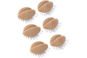 Asixxsix 3 Paar Ersatz-Augenlider für Schaufensterpuppenkopf, abnehmbare realistische Augenlider mit Wimpern Silikon-Übungs-Schaufensterpuppenkopf-Augenlider Schaufensterpuppen-Augenlider(Braun)