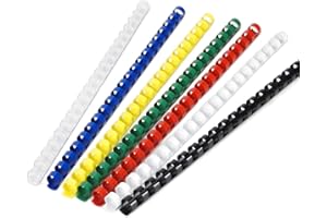 RAYSON Peignes de reliure, capacité de reliure de 40 feuilles, 21 anneaux, dos de reliure en plastique de 8 mm, A4, multicolore, paquet de 100