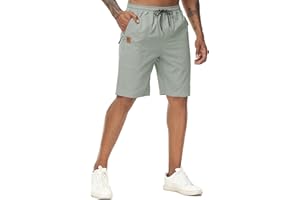 YuKaiChen Men's Shorts Classic Fit Twill Summers Casual Shorts with Zip Pockets
