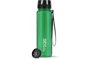 720°DGREE Gourde 1l “uberBottle“ +Tamis à Fruit, crystalClear - Sans BPA, Anti-fuite - Bouteille d'Eau transparent, Water Bottle idéale pour Sport, Randonnée, Gym, Camping, Université, Voyage, Travail