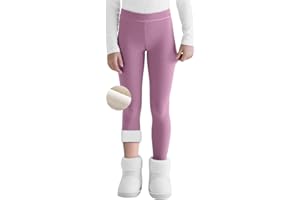 Domueay Ragazze Leggins Termici con Fodera in Pile, Morbidi Cotone Leggings Bambina Invernali Legging Felpati Vita Alta Caldi Collant Tinta Unita Elastici Lunghi Pantaloni 6-14 Anni