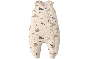 Yoofoss Baby Schlafsack mit Füßen 2.5 Tog Winter Schlafsack Baby mit Beinen Baumwolle Warm Babyschlafsack für 18-36 Monate Kinder Jungen Mädchen 80 cm- - Khaki Dinosaurier