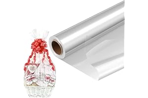 Spurly Clear Transparent Cellophane Wrap for Hampers 80cm x 30m Folded Roll, Durable 2.5 Mil Thickness, Ideal for Christmas Gifts, Birthday, Flowers and Baskets