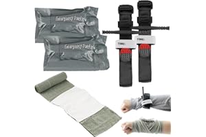 Toivize Israeli Bandage 2 Stück, 6" Tourniquet Taktisches Tourniquet für Erste Hilfe bei Kampfverletzungen, Wundversorgung, Selbstrettung, mit 2 Tourniquets