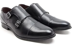Thomas Crick 'Boycie' Men’s Genuine Leather Double Monk Strap Shoes|Smart Slip-On Formal Dress Shoes for Work, Business & Special Occasions