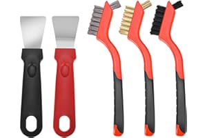 Smilcloud 5 Pcs Wire Brush Set, 3 Small Wire Brush & 2 Scraper, Wire Brushes for Cleaning (Stainless Steel, Brass, Nylon), Rust Remover Paint Remover