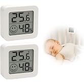 2 Pack Mini LCD Thermometer Hygrometer Digital Wireless Thermometer and Humidity Meter for Indoor, Baby Room, Living Room, Of