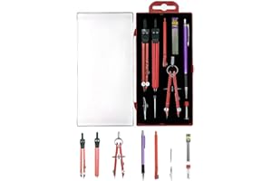 HENGRONGSHEN 9-częściowy zestaw geometrii, cyrkiel z szybką regulacją, zestaw cyrkieli premium, kompas ze stali nierdzewnej, narzędzie do rysowania, cyrkiel, geometria, przyrząd kreślarski dla dzieci, zestaw do