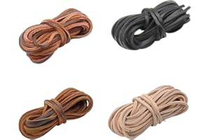 YDHfdc 4 Stück Lederband 3mm x 5m Lederriemen Lederband Flach Lederschnur Vintage Lederbänder für DIY Armband Halskette Schmuck Handwerk (4 Farben)