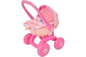 HTI Peppa Pig 4-IN-1 My First Pram | Childrens Interchangeable Pram With Carry Cot, Baby Chair & Pushchair | Peppa Pig Themed Pattern With Bedding & Removable Apron | Ages 18M+