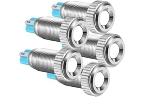 Gebildet 8mm Blanco AC/DC 12-24V Cobre Niquelado Impermeable Luz Indicadora LED(5pcs)