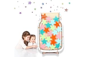 DONGZQAN Sterne Belohnungsglas Für Kinder, Belohnungsglas Klassenzimmer, Stern-Belohnungsglas, Hölzerne Stern-Belohnungsgläser Für Homeschooler.(Stern-Belohnungs-Glas)