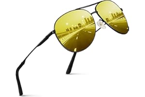 wearPro Lunettes Conduite de Nuit pour Homme et Femme Polarisées Lunette Vision Nocturne Anti-éblouissement Pilote Rétro Jaune Surlunettes UV400 Ultralégères Unisexes