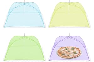 Dzmuero Coprivivande, 4 Ombrellini coprivivande, Coprivivande a Rete Pieghevole, Coperchio Pieghevole per Alimenti da Esterno e da Cucina, Bordo in Pizzo, impedisce Mosche, Insetti (32 * 32cm)