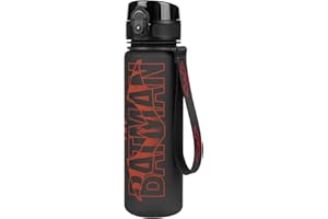 BAAGL Borraccia per bambini, a prova di perdite, 500 ml, per la scuola e lo sport, per ragazzi, in Tritan, rosso (Batman Red)