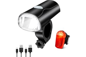 JATEKA LED Fahrradlicht Set Fahrradlampe STVZO Zugelassen Fahrradbeleuchtung Fahrrad Licht USB-Aufladung und Wasserdicht, FahrradLicht Set mit Frontlichter und Rücklicht für Kinder und Erwachsene