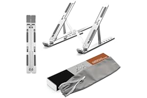 Stick Well Laptop Stand for Desk, Adjustable Aluminum Laptop Riser for Desk & Bed, Air-Ventilated Portable Laptop Stand, Compatible with MacBook, Dell, HP, and 10-15.6”