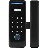 Desi QuiC Q006 Akıllı Kilit Cam Kapılar İ&ccedil;in, Parmak İzi, Şifre, Kart Okuyucu, iOS/Android Uyumlu, Siyah