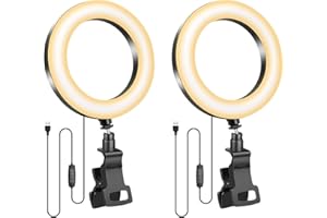 2 Pack-Ring Light Laptop with Tripod Stand &Clip on Video Lights,Evershop Computer PC Webcam Video Conference Light 3 Light Colours+10 Brightness 360°Rotatable Halo Ringlight for Zoom Meeting TikTok