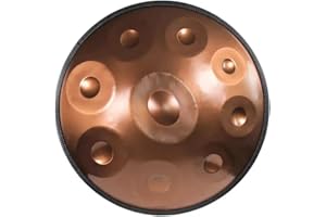 IAKAEUI Tamburo in acciaio Handpan 432 Hz 9 note 22 pollici "Gold Performer " in re minore con supporto Handpan, custodia Handpan