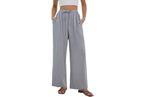 Stamain Pantaloni Cotone Lino Donna Estivi Pantaloni in Casual Ampi a Vita Alta Eleganti Pantaloni Larghi Leggeri da Spiaggia Comodi Pants con Tasche