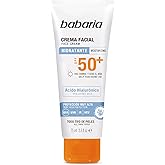 Babaria SPF50+ Face Sun Cream with Hyaluronic Acid 75 ml &ndash; Moisturizing, Anti-Wrinkle and Anti-Stain | 50 Face Sunscreen UVA