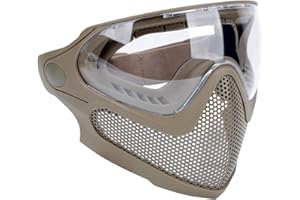 ATAIRSOFT Airsoft 2 modalità Tactical Safety Maschera Protettiva a Pieno facciale Occhiali Anti-Appannamento Set con 3 Lenti intercambiabili Tan