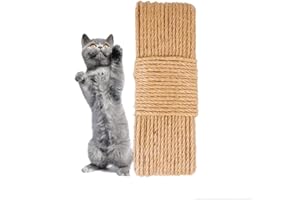 SUMPIGGER Cuerda de sisal natural para poste de rascado de gato, cuerda de cáñamo de 4/6/8 mm, cuerda de sisal de fibra trenzada para reparar gato árbol rascador torre o proyectos de bricolaje