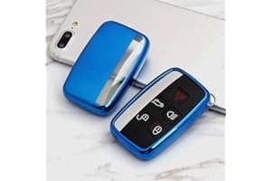 Kelay Soft TPU Key Fob Cover Remote Control Premium Key Protection Case Compatible with Land Rover Discovery Sport Evoque Aurora Jaguar XF XJ XJL XEL XFL F-pace 5 Buttons (blue - 1pcs)