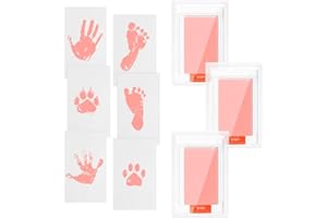 OKTAYOCUM Baby Hand and Footprint Kit, Pet Paw Print Kit with 3 Ink Pads and 6 Imprint Cards, Inkless Hand and Footprint Pad, Safe for Baby Hands and Feet, Family Keepsake for Newborn Baby (Pink)